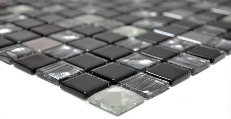 Mosaico in acciaio inox mosaico di vetro antracite argento nero MOS63-CM-426
