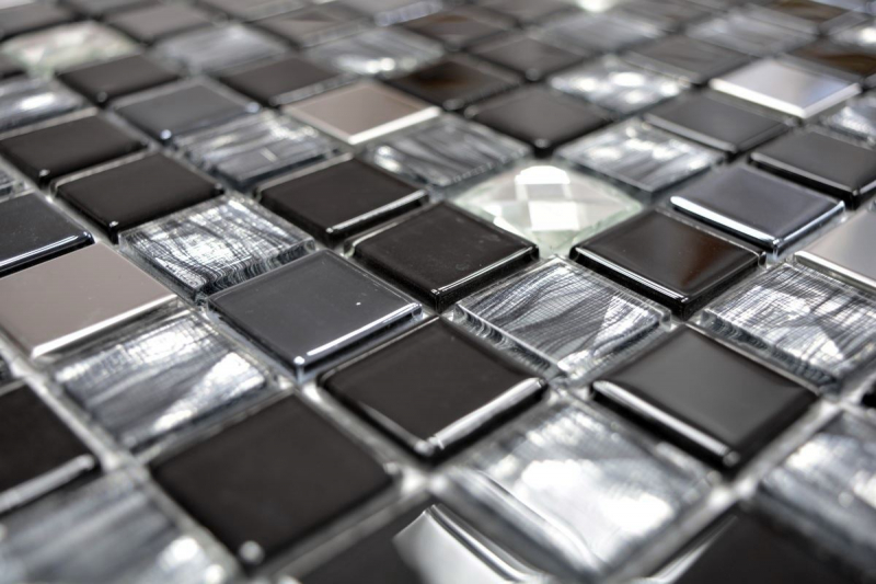 Mosaico in acciaio inox mosaico di vetro antracite argento nero MOS63-CM-426