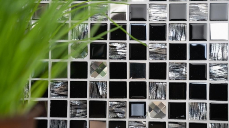 Mosaico in acciaio inox mosaico di vetro antracite argento nero MOS63-CM-426