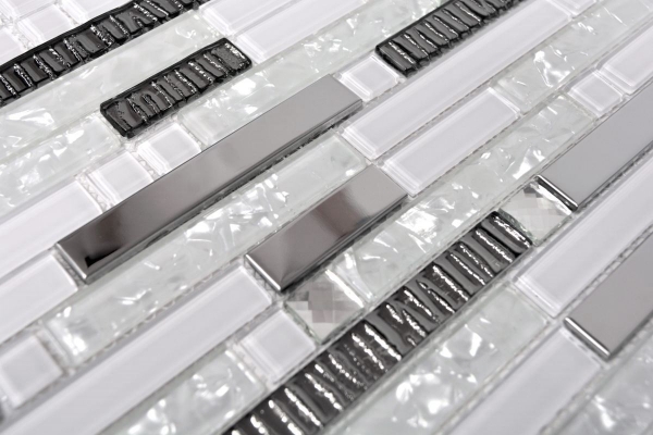 Aste per mosaico di vetro in acciaio inox bianco argento parete cucina piastrellata MOS67-GV498
