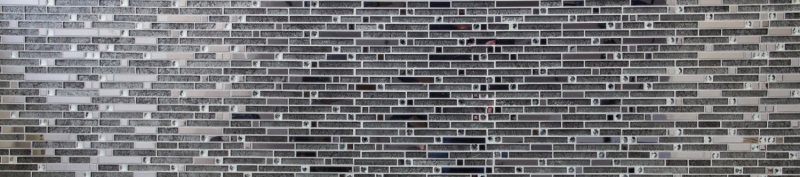 Aste di mosaico in vetro tessere di mosaico in acciaio inox bianco crema argento MOS86-0106
