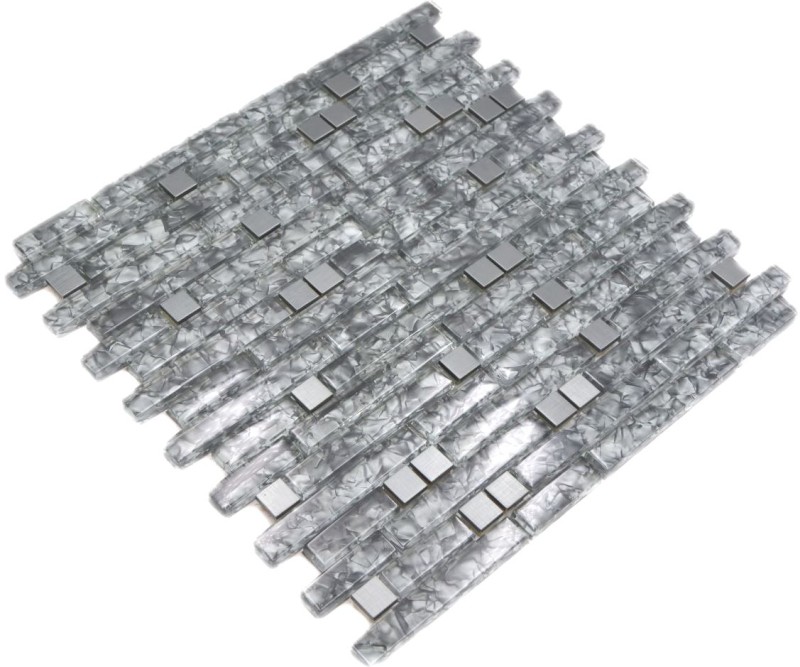 Aste per mosaico di vetro Tessere per mosaico in acciaio inox antracite verde-grigio pietra verde MOS87-MV728