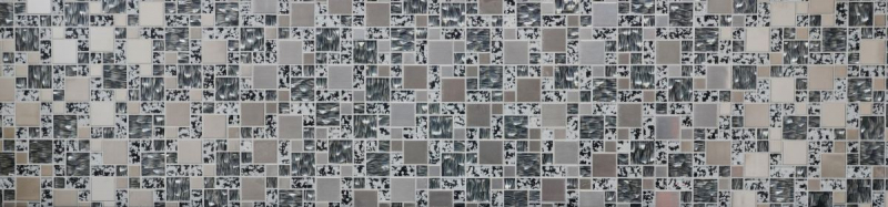 Piastrella di mosaico traslucida in acciaio inox nero argento combinazione di mosaico di vetro Cristallo acciaio nero struttura MOS88-0203_f | 10 tappetini di mosaico