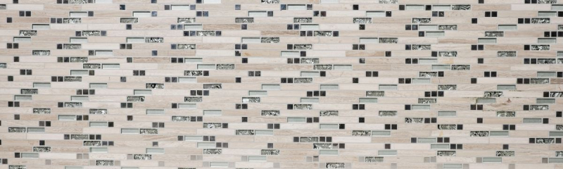 Piastrella di mosaico traslucida acciaio inox bianco legno composito mosaico di vetro Pietra di cristallo acciaio legno bianco MOS86-0108_f