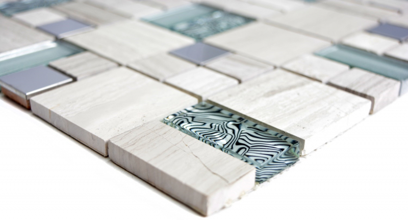 Pietra naturale vetro mosaico marmo mosaico piastrelle acciaio inox sapone grigio chiaro argento chiaro piastrelle backsplash muro - MOS88-0202