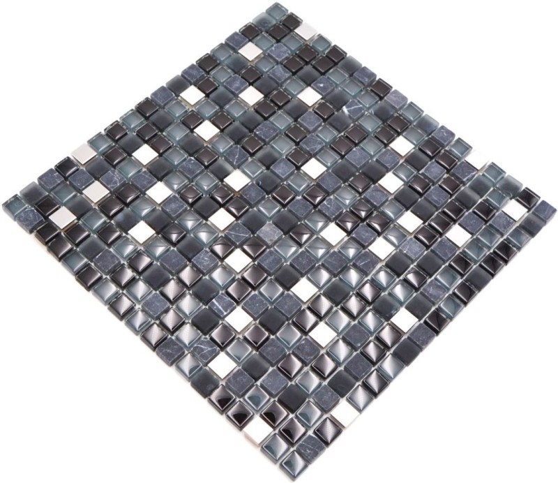 Mosaico di vetro mosaico di pietra naturale acciaio inox nero antracite grigio scuro argento piastrelle backsplash cucina piastrelle - MOS92-0203