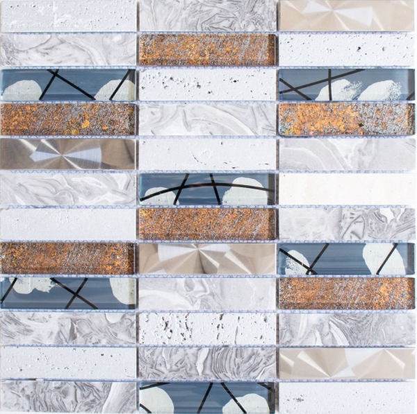 Piastrelle rettangolari in vetro mosaico acciaio inox resina grigio antracite marrone piastrelle backsplash muro cucina bagno - MOS87-24X