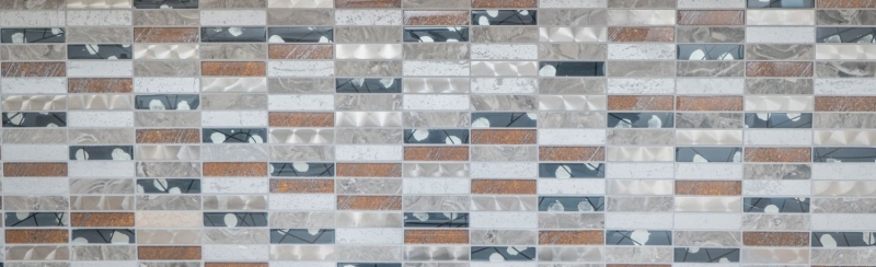 Piastrelle rettangolari in vetro mosaico acciaio inox resina grigio antracite marrone piastrelle backsplash muro cucina bagno - MOS87-24X