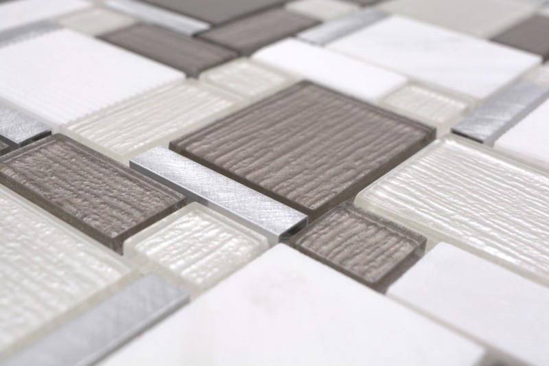 Pietra naturale vetro mosaico piastrelle alluminio bianco antracite crema beige piastrelle backsplash muro bagno - MOS49-FK01
