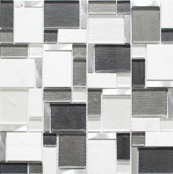 Pietra naturale vetro mosaico piastrelle alluminio bianco grigio antracite fango backsplash parete bagno - MOS49-FK02