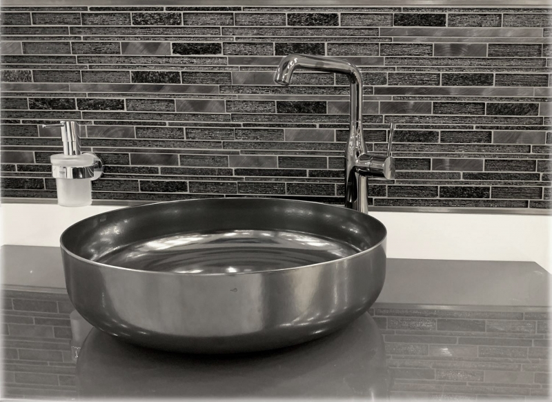 Mosaico di vetro pietra naturale tessere di mosaico alluminio nero antracite grigio scuro rivestimento pareti - MOS49-GV84
