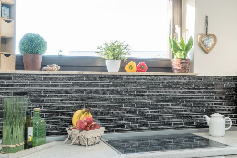 Mosaico di vetro pietra naturale tessere di mosaico alluminio nero antracite grigio scuro rivestimento pareti - MOS49-GV84