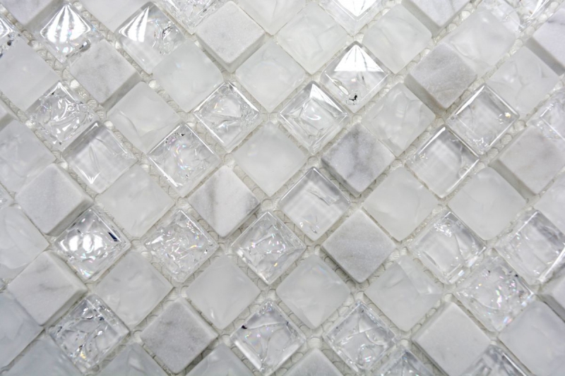 Mosaico di vetro pietra naturale mosaico piastrelle bianco chiaro cava marmo backsplash cucina - MOS92-0102