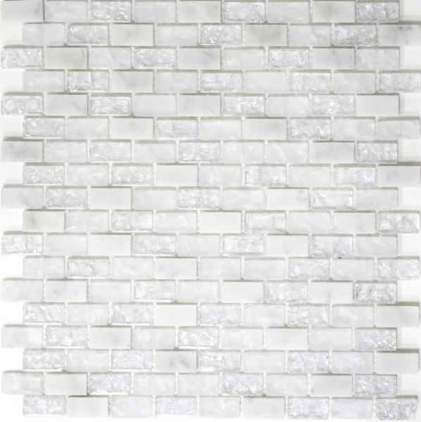 Piastrella di mosaico dipinta a mano Backsplash di piastrelle Bianco traslucido Brick Mosaico di vetro Pietra di cristallo bianco MOS87-0111_m