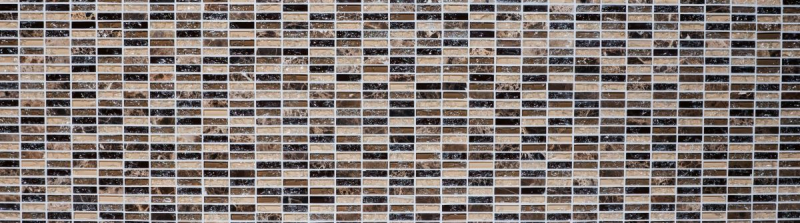 Mosaico rettangolare tessere di vetro mosaico rotto marmo pietra naturale marrone scuro beige parete bagno cucina WC - MOS87-S1255