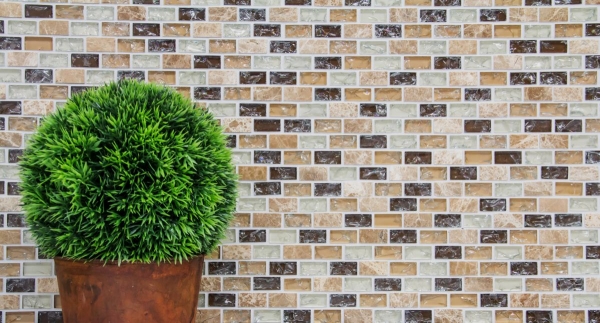Piastrella di mosaico decorata a mano Backsplash di piastrelle beige chiaro traslucido Brick Mosaico di vetro Pietra di cristallo emperador light MOS87-B1153_m