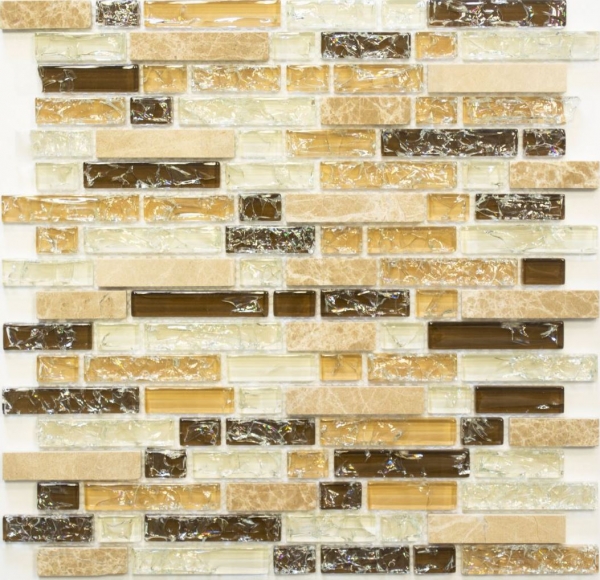 Piastrella di mosaico Mosaico di vetro composito traslucido beige chiaro Pietra di cristallo emperador light MOS87-V1353_f