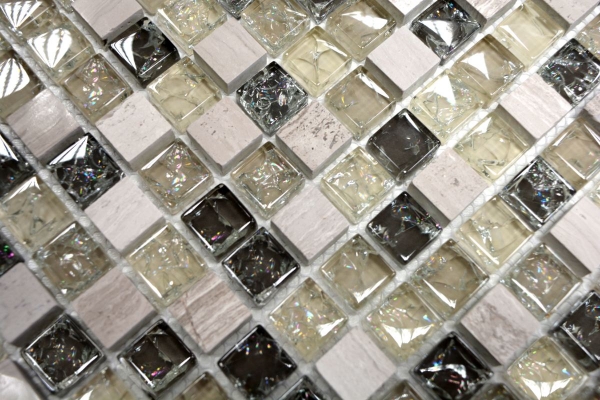 Mosaico dipinto a mano Piastrella traslucida grigio-verde Mosaico di vetro Pietra di cristallo grigio-verde MOS92-1052_m