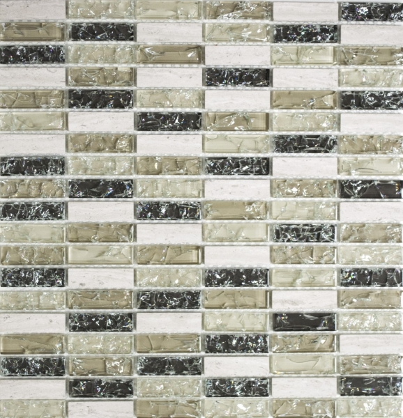 Piastrella di mosaico dipinta a mano Aste traslucide grigio-verde Mosaico di vetro Pietra di cristallo grigio-verde MOS87-S1252_m