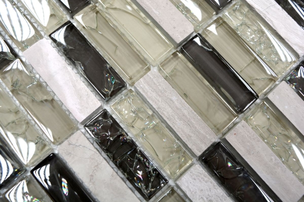 Piastrella di mosaico dipinta a mano Aste traslucide grigio-verde Mosaico di vetro Pietra di cristallo grigio-verde MOS87-S1252_m