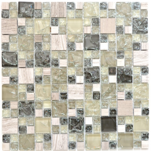 Mosaico traslucido grigio-verde Mosaico di vetro combinato Pietra di cristallo grigio-verde MOS87-K1452_f
