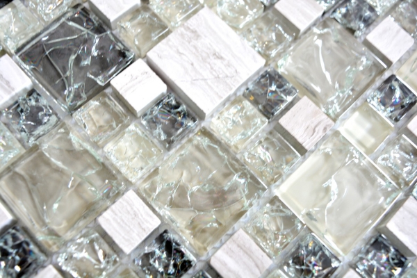 Mosaico traslucido grigio-verde Mosaico di vetro combinato Pietra di cristallo grigio-verde MOS87-K1452_f