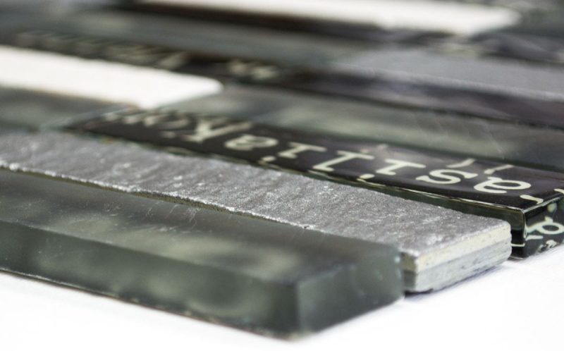 Mosaico rettangolare in vetro Urban Feeling vetro smerigliato nero bianco argento cucina splashback bagno - MOS87-39