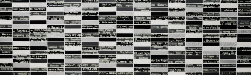 Mosaico rettangolare in vetro Urban Feeling vetro smerigliato nero bianco argento cucina splashback bagno - MOS87-39