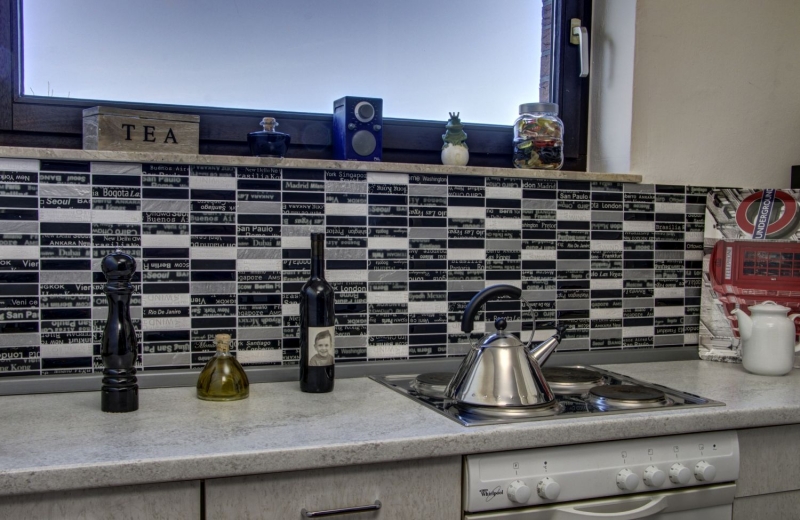 Mosaico rettangolare in vetro Urban Feeling vetro smerigliato nero bianco argento cucina splashback bagno - MOS87-39