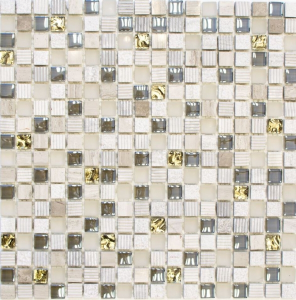 Piastrella di mosaico dipinta a mano Backsplash di piastrelle Traslucido grigio chiaro oro Mosaico di vetro Pietra di cristallo EP grigio chiaro oro MOS92-HQ12_m
