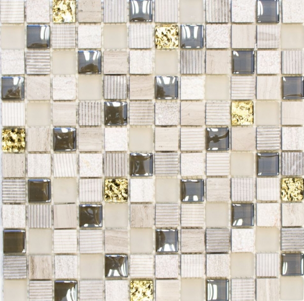 Piastrella di mosaico dipinta a mano Backsplash di piastrelle Traslucido grigio chiaro oro Mosaico di vetro Pietra di cristallo EP grigio chiaro oro MOS83-HQ22_m