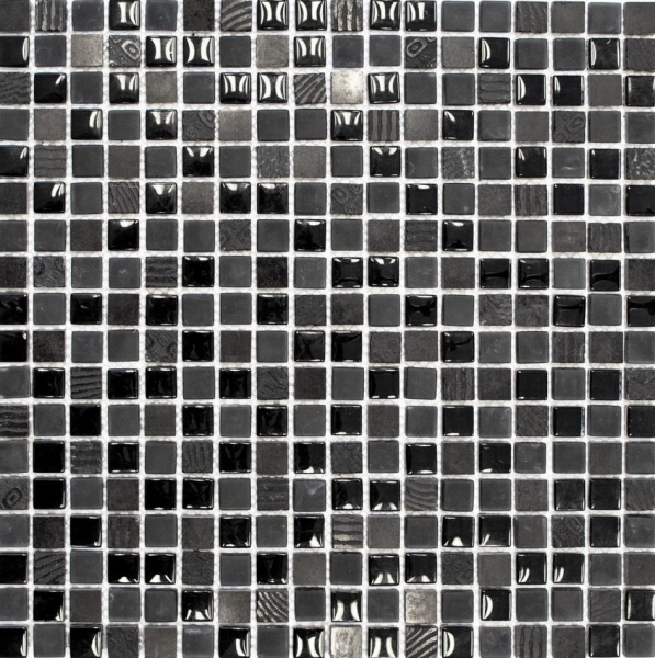 Mosaico di vetro in pietra naturale piastrelle grigio scuro nero vetro smerigliato rilievo marmo piastrelle backsplash - MOS83-HQ19