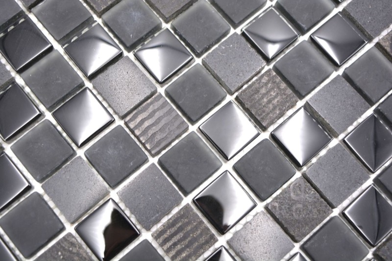 Pietra naturale mosaico rustico piastrelle di vetro mosaico di marmo smerigliato vetro grigio scuro nero antracite piastrelle backsplash bagno cucina - MOS83-HQ29