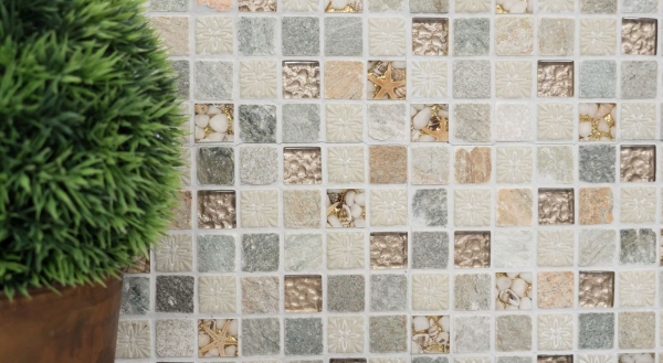 Pietra naturale rustica quarzite pietra naturale mosaico di vetro oro beige grigio chiaro miele piastrelle backsplash parete rivestimento cucina WC - MOS83-CR27