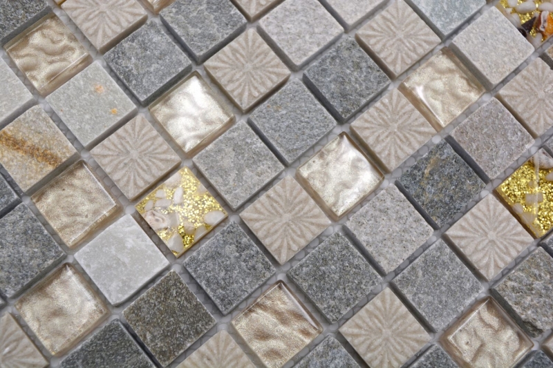 Pietra naturale rustica quarzite pietra naturale mosaico di vetro oro beige grigio chiaro miele piastrelle backsplash parete rivestimento cucina WC - MOS83-CR27
