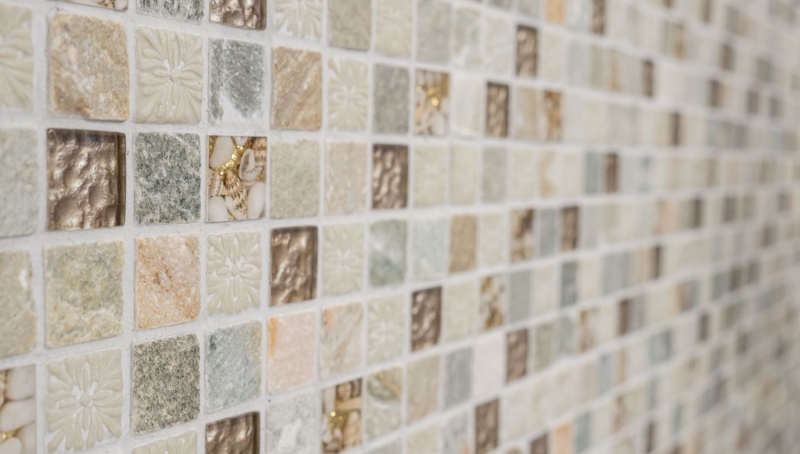 Pietra naturale rustica quarzite pietra naturale mosaico di vetro oro beige grigio chiaro miele piastrelle backsplash parete rivestimento cucina WC - MOS83-CR27