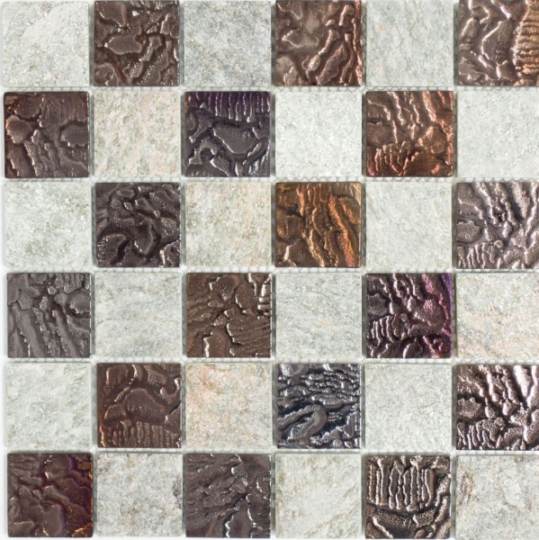 Piastrella di mosaico dipinta a mano Backsplash di piastrelle Grigio traslucido Mosaico di vetro Design in pietra di cristallo Grigio quarzite MOS88-CR73_m