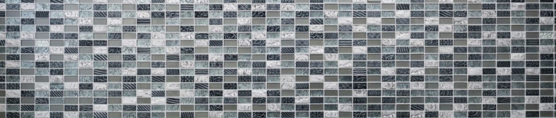 Piastrelle rettangolari in vetro mosaico pietra retrò argento antracite struttura rivestimento cucina piastrelle WC - MOS83-CRS2