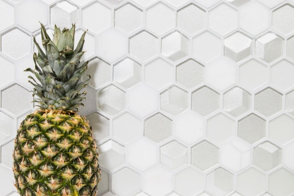 Pietra naturale vetro mosaico tessere esagonali bianco antico bianco crema bianco madreperla backsplash rivestimento bagno - MOS11D-HXN11