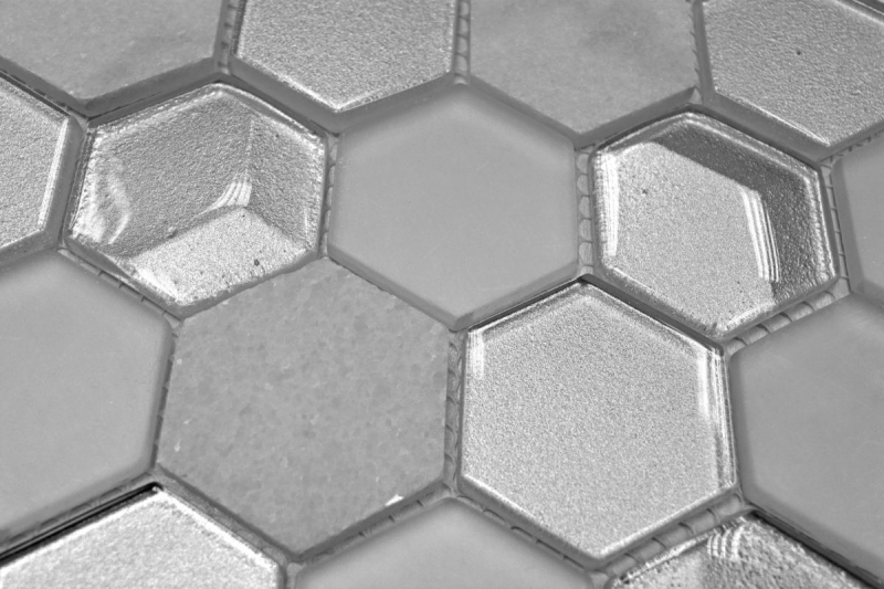 Pietra naturale vetro mosaico tessere esagonali bianco antico bianco crema bianco madreperla backsplash rivestimento bagno - MOS11D-HXN11