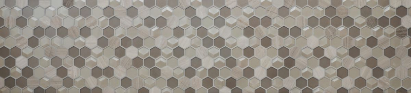 Piastrella di mosaico dipinta a mano Backsplash di piastrelle grigio chiaro traslucido Mosaico di vetro esagonale Pietra di cristallo 3D grigio chiaro MOS11D-44_m