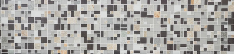 Piastrella di mosaico campione dipinta a mano Rivestimento traslucido grigio marrone Combinazione di mosaico di vetro Pietra di cristallo grigio marrone MOS88-0206_m