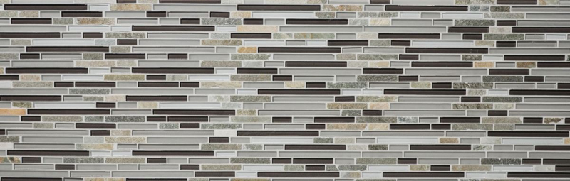 Piastrella di mosaico dipinta a mano Rivestimento traslucido grigio marrone Mosaico di vetro composito Pietra di cristallo grigio marrone MOS86-0202_m