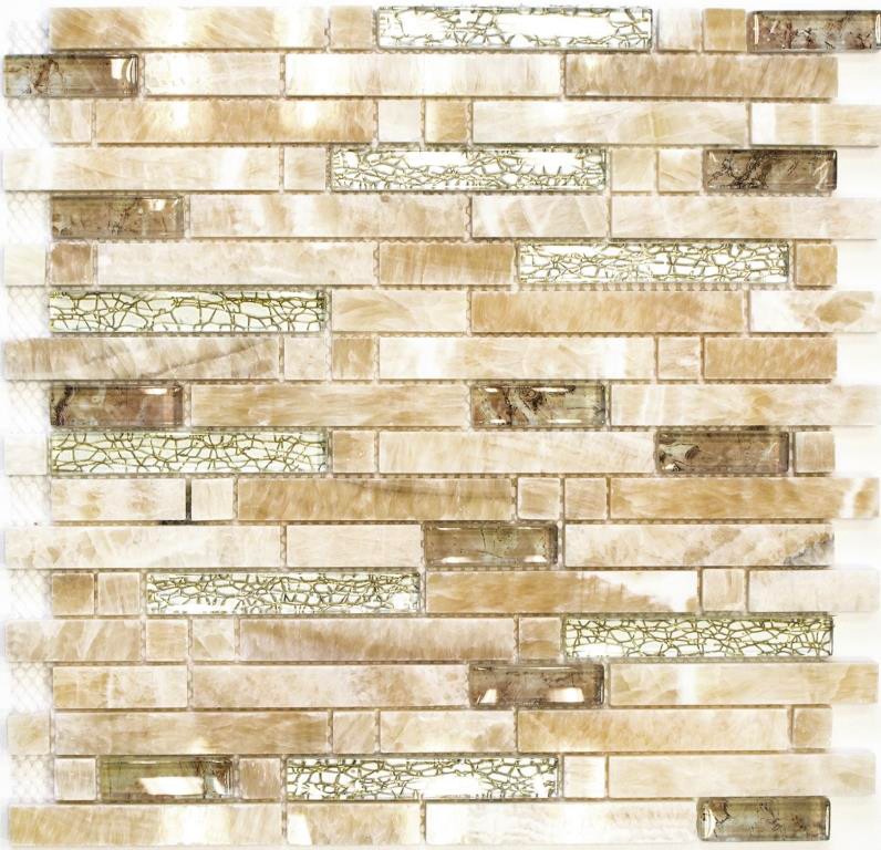 Piastrella di mosaico dipinta a mano Mosaico di vetro composito oro ambrato traslucido Pietra di cristallo Onyx Elegance oro MOS87-MV748_m