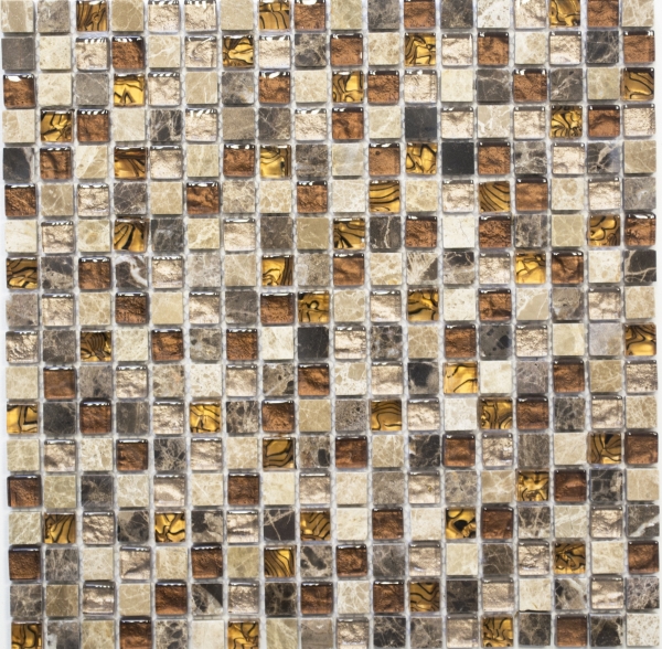 Piastrella di mosaico Traslucido beige marrone Mosaico di vetro Pietra di cristallo beige marrone MOS92-1303_f