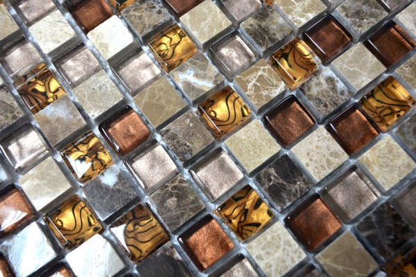 Piastrella di mosaico Traslucido beige marrone Mosaico di vetro Pietra di cristallo beige marrone MOS92-1303_f