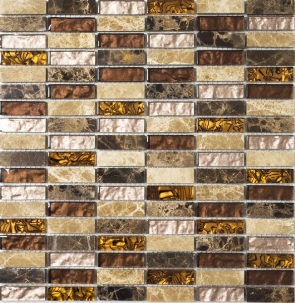 Piastrella di mosaico dipinta a mano Tondini traslucide beige marrone Mosaico di vetro Pietra di cristallo beige marrone MOS87-1310_m
