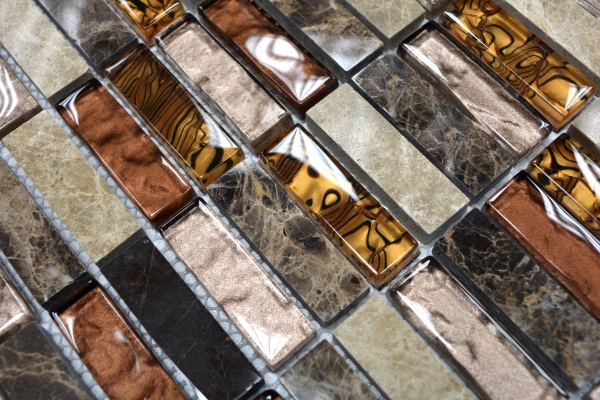 Piastrella di mosaico dipinta a mano Tondini traslucide beige marrone Mosaico di vetro Pietra di cristallo beige marrone MOS87-1310_m