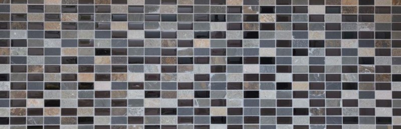 Piastrelle rettangolari in vetro mosaico beige nero antracite pietra backsplash cucina backsplash bagno WC - MOS87-1312