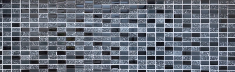 Piastrelle rettangolari mosaico vetro pietra grigio nero antracite backsplash cucina backsplash bagno - MOS87-1303